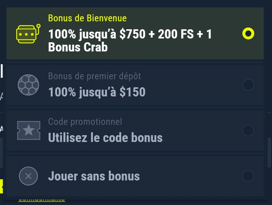 Bonus de bienvenue Rabona Casino